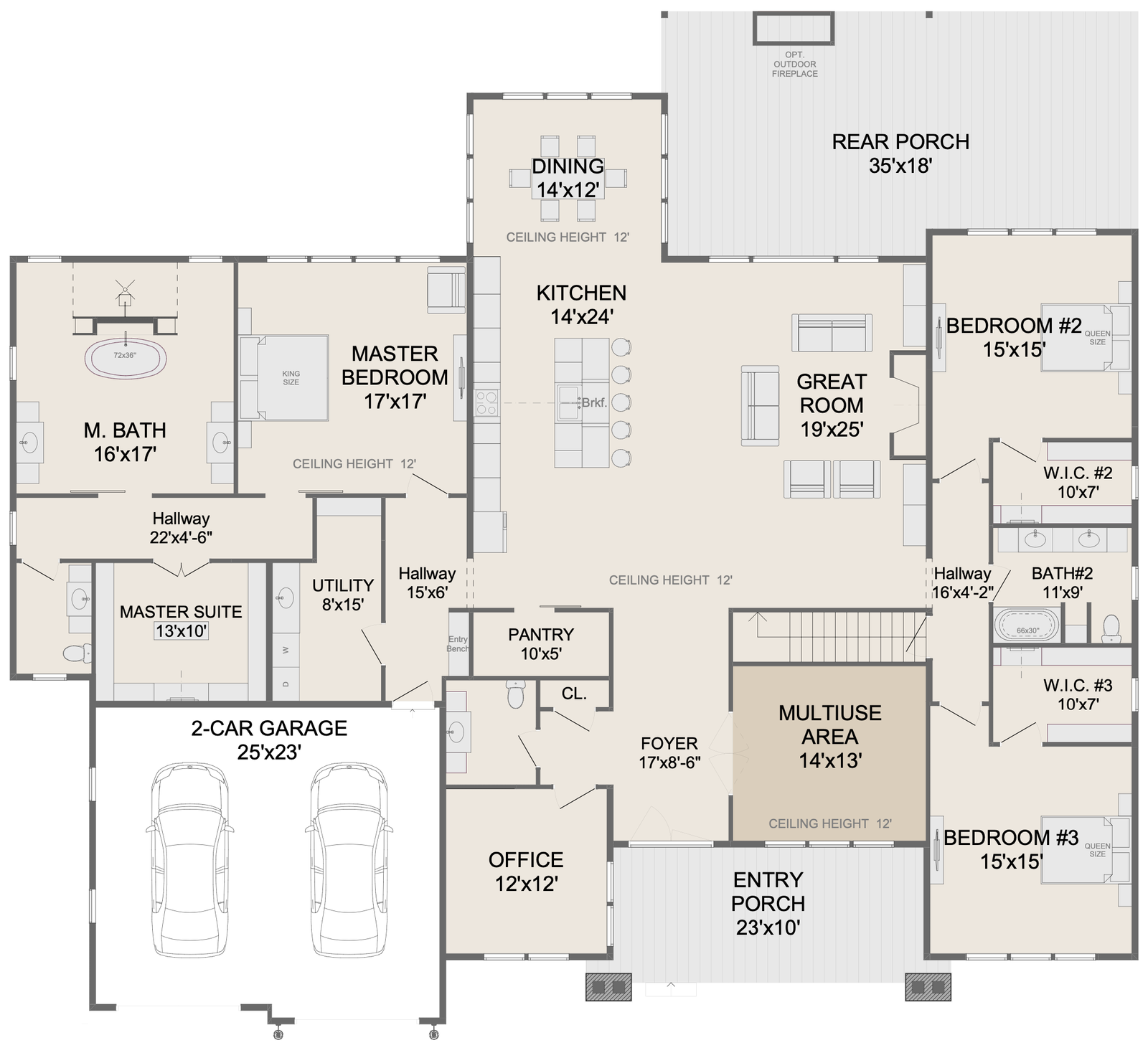 THE RIDGEWOOD HOUSE L, 3 CAR. House Plans for Family Houses, New House Plans