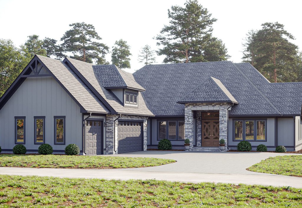 THE RIVERSTONE HOUSE 90, 3 CAR, LEFT. House Plans for Family Houses, New House Plans